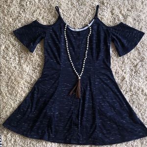 Navy off the shoulder dress